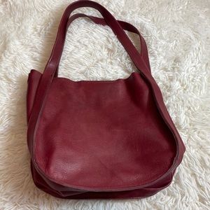 The Sydney Shoulder Bag-Deep Burgundy Red Leather - no crossbody strap